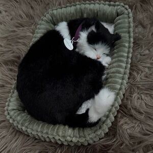 Cozy Black and White Cat Plush Bed